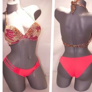 32C Victorias secret bombshell animal print colorful  swim bikini